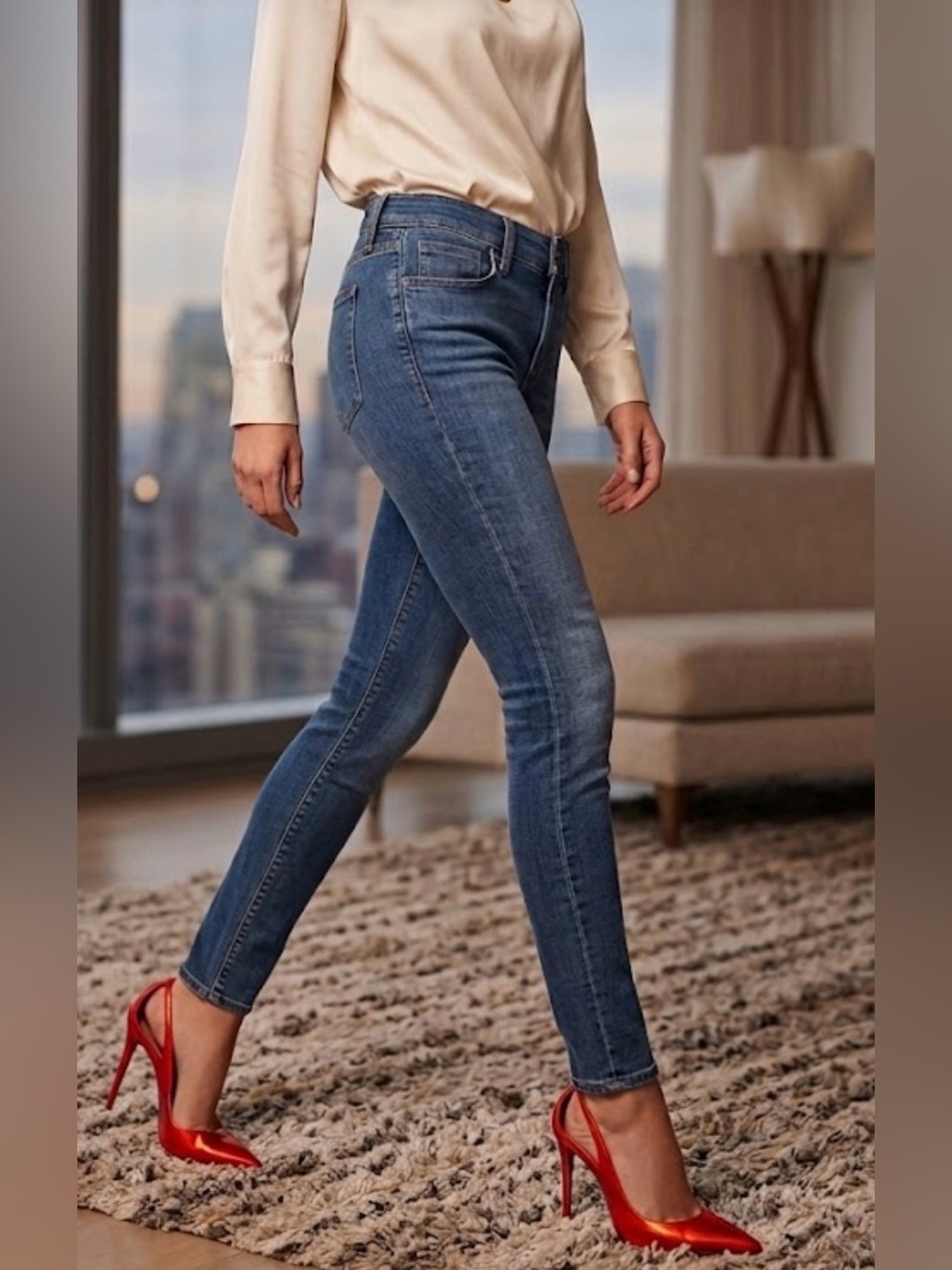 Hudson Jeans Women's Skinny Mid Blue Denim